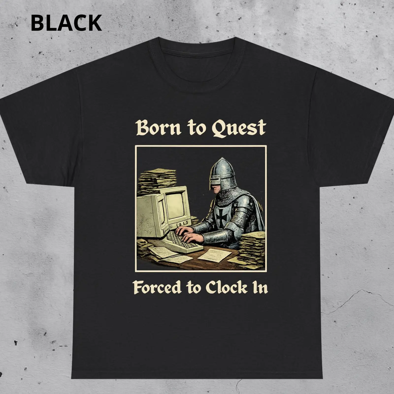 Office Quest - T-shirt Born to Quest Forced Clock